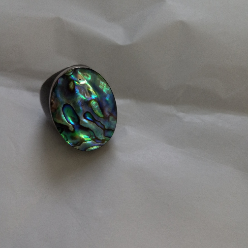 Abalone In Dark Wood Sterling Silver